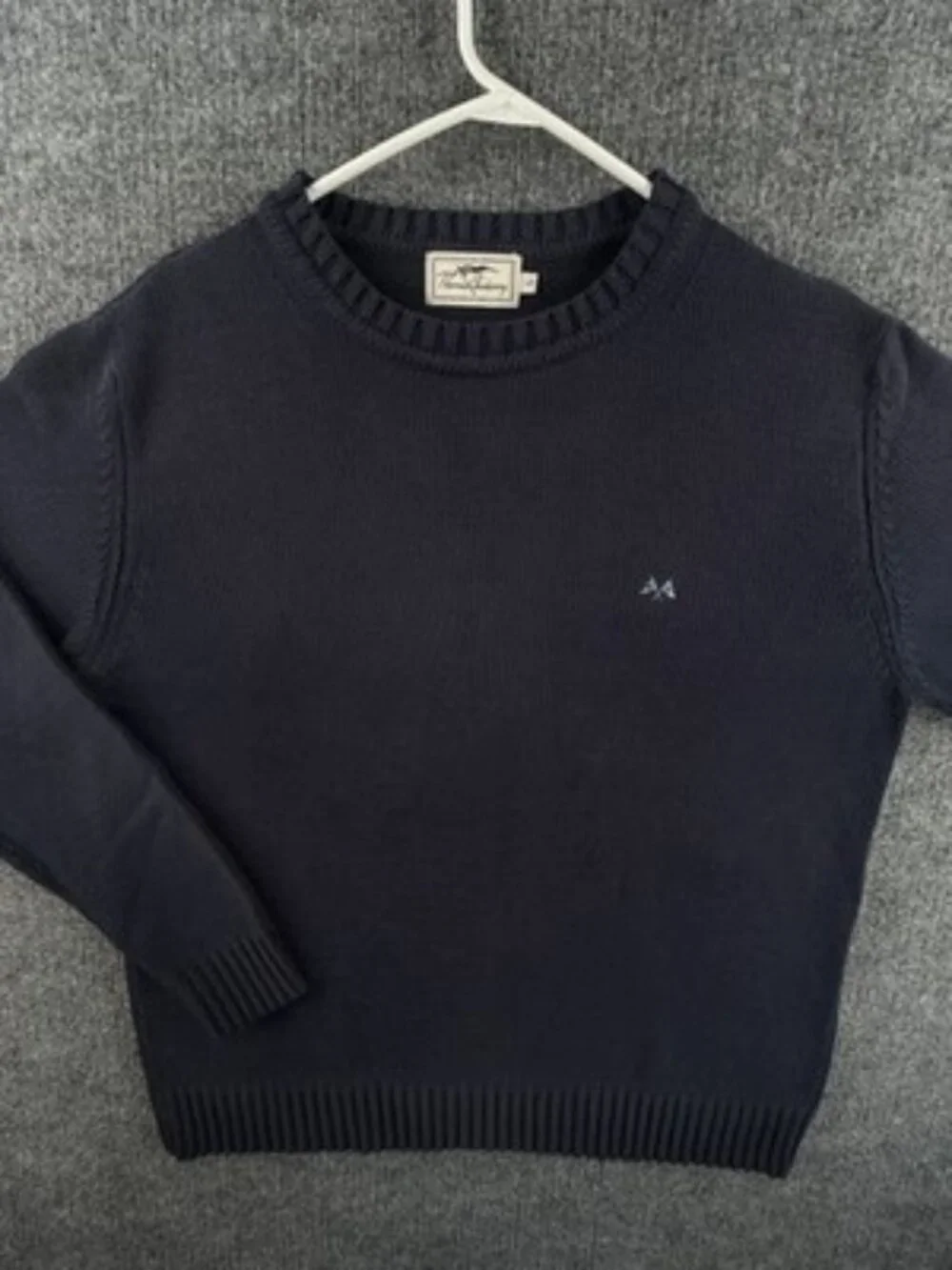 Thomas Burberry Crew Neck Logo Long Sleeve Blue Pullover Men Large Sweater Knit